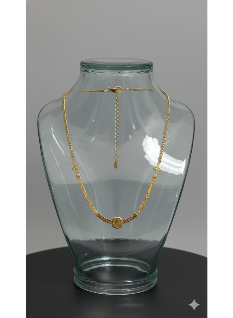 WARD Elegant Legacy Gold-Plated Coin Pendant Necklace - Sophisticated Statement Jewelry for Women. - Image 2